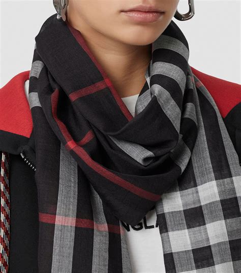 sheer mega check scarf burberry|burberry lightweight check wool.